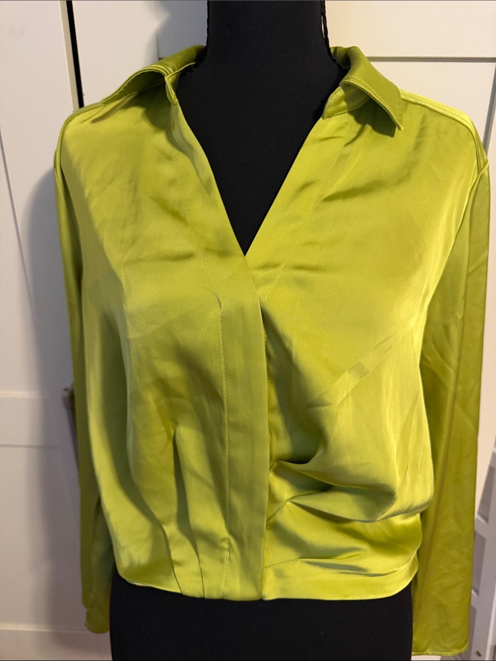 Rachel Zoe Lime Green Wrap-Front Blouse